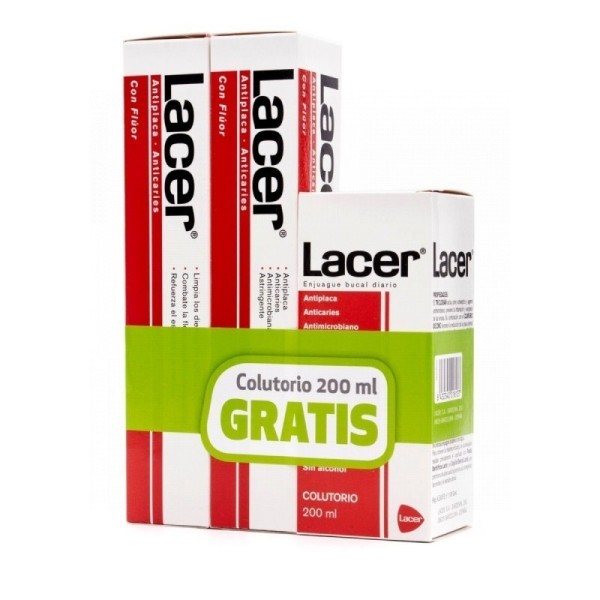 Lacer Pasta Dentífrica 2 x 125ml + Lacer COlutorio 200ml