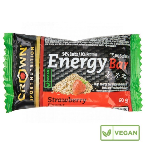 Crown Sport Barrita Energética Vegana Sabor Fresa 60g