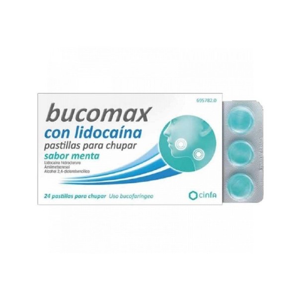 Bucomax Lidocaina Sabor Menta 24 Pastillas para Chupar