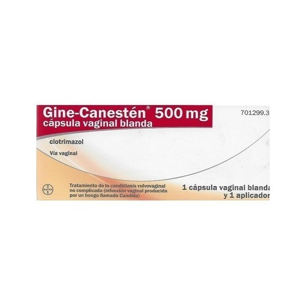 GINE-CANESTEN 500 MG CAPSULA VAGINAL BLANDA ,  1 capsula vaginal blanda + 1 aplicador
