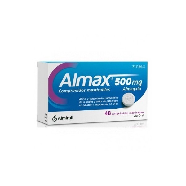 ALMAX 500 mg COMPRIMIDOS MASTICABLES,48 comprimidos