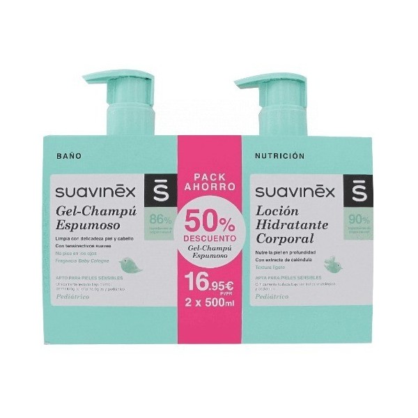 Suavinex Pack Gel-Champú Espumoso 500ml + Loción Hidratante Coporal 500ml