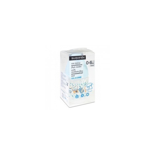 Suavinex Biberón SIlicona Flujo Medio T1M 150ml